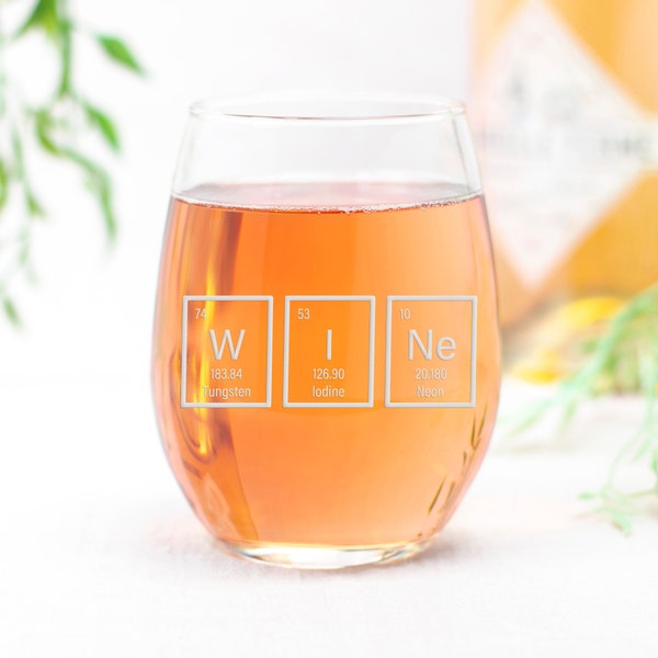 Wine Elements Science Nerd Stemless Wine Glass - Nerd Gift, Chemistry Gift, Science Gift