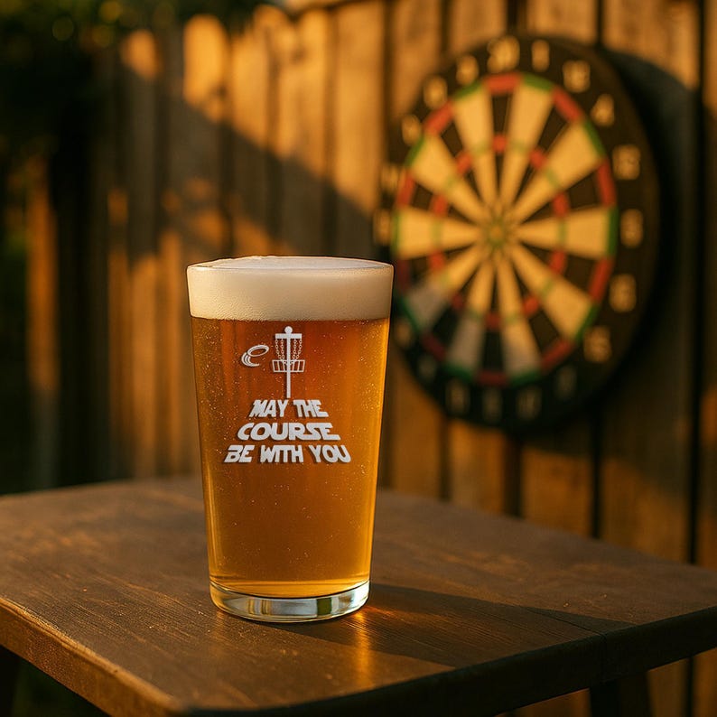 Disc Golf Gift Pint Glass: Laser Etched Funny Beer Cup Bild 5