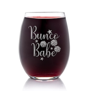 Bevvee Bunco Queen Stemless Wine Glass - Bunco Decor And Bunco Gifts For Women - Large 17 Oz Glasses
