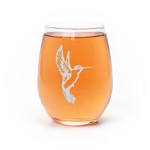 Hummingbird Stemless Wine Glass - Hummingbird Gift, Hummingbird Wine Glass