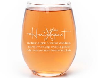 Hairapist Definition 15oz Stemless Wine Glass: Hairstylist Gift