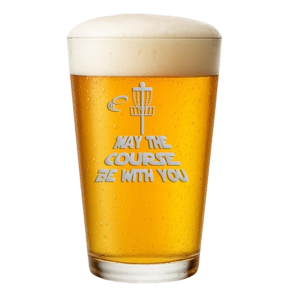 Disc Golf Gift Pint Glass: Laser Etched Funny Beer Cup