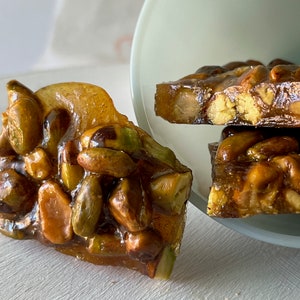 Pistachio Brittle Handmade in a red tin