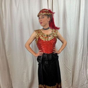 VINTAGE Red and Gold Sequined Saloon Gown image 2