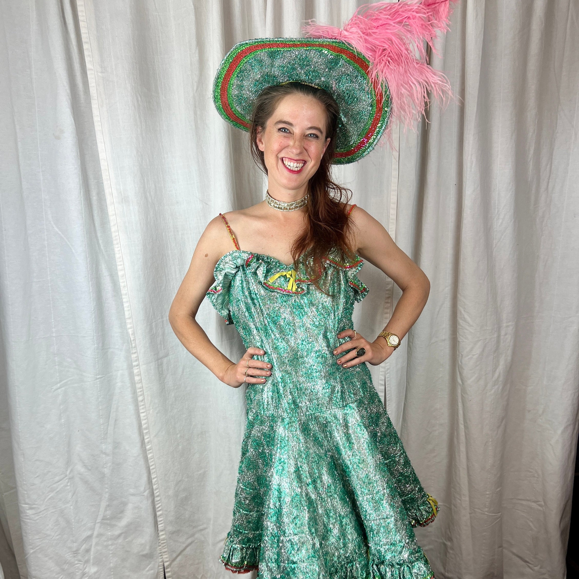VINTAGE Teal Saloon Girl Dress - Etsy Ireland display picture 1
