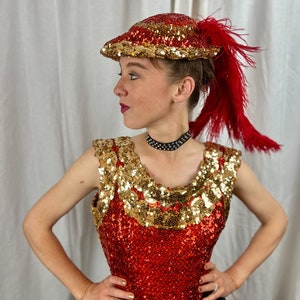 VINTAGE Red and Gold Sequined Saloon Gown image 4