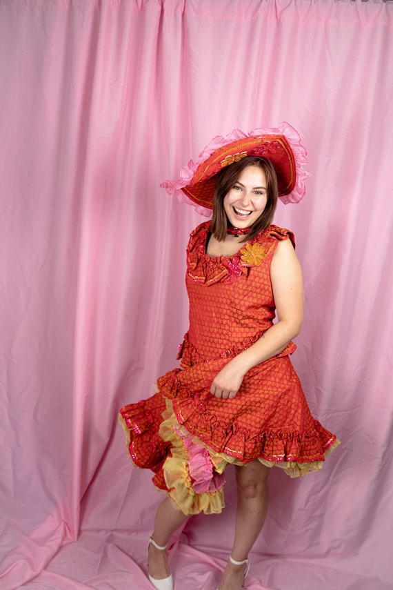 VINTAGE Orange and Fabulous Saloon Costume Dress