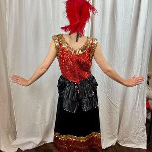 VINTAGE Red and Gold Sequined Saloon Gown image 5