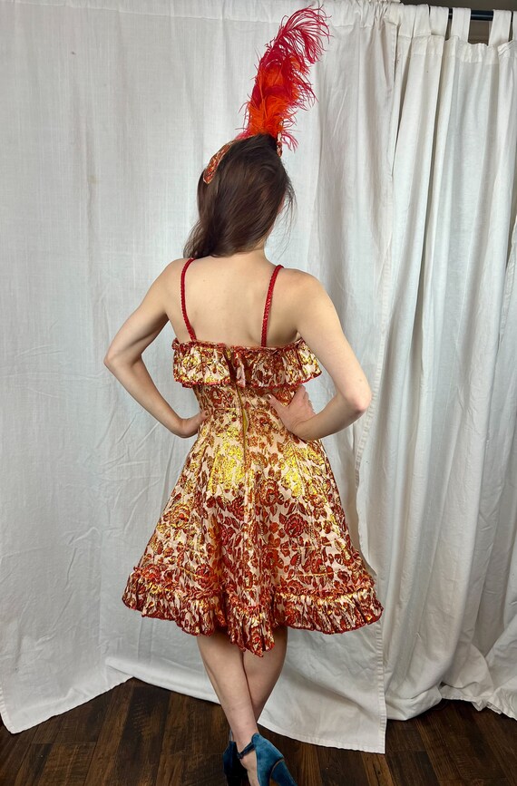 VINTAGE Gold and Red Saloon Costume Dress - image 5