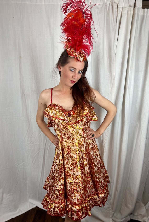 VINTAGE Gold and Red Saloon Costume Dress - image 1