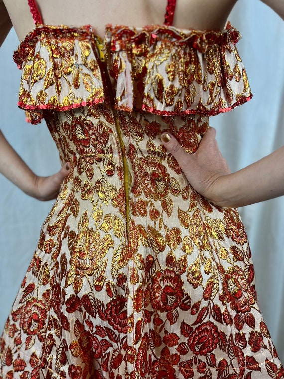 VINTAGE Gold and Red Saloon Costume Dress - image 8
