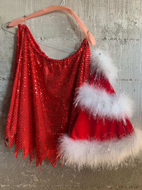 VINTAGE Fancy SANTA'S HELPER Showgirl Costume from