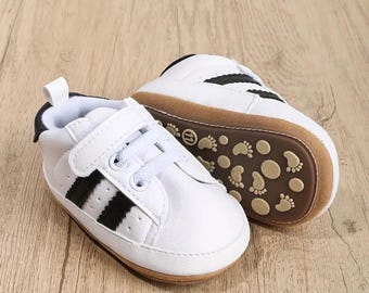 Black & white stripe Baby shoes, trainers, baby gift, first shoes