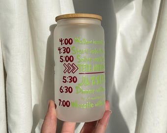 16oz grinch “I’m booked” libbey cup frosted Glass tumbler with bamboo lid and straw