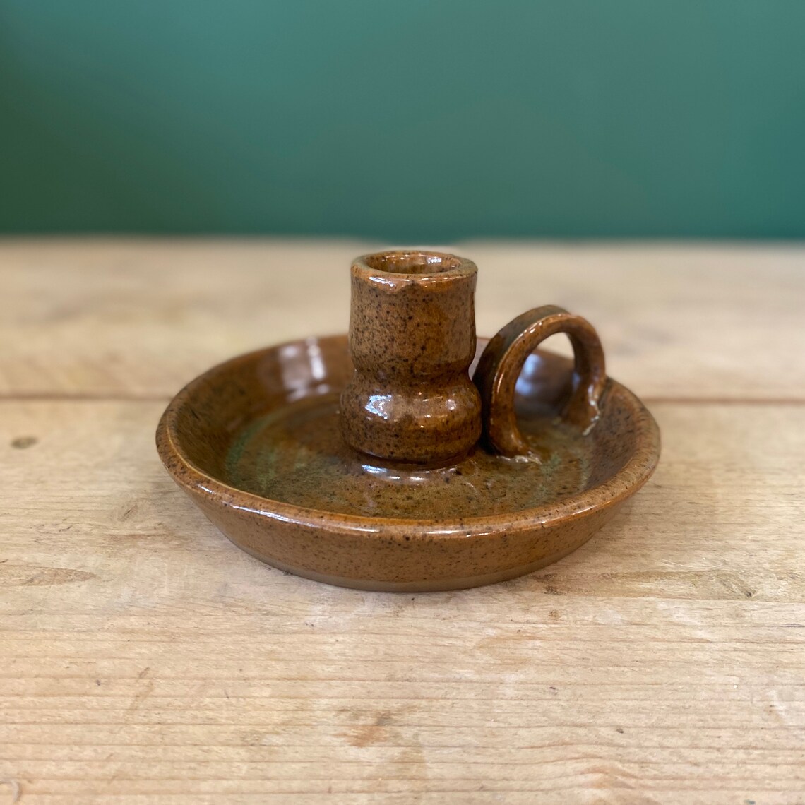 Vintage studio pottery brown glazed candle holder Wee Willie Etsy