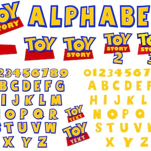 Alphabet Toy Story SVG, SVG Toy Story, Toy Story polices Svg, clipart Toy Story, polices ToyStory lettres et chiffres SVG, Svg ToyStory, Toy Story
