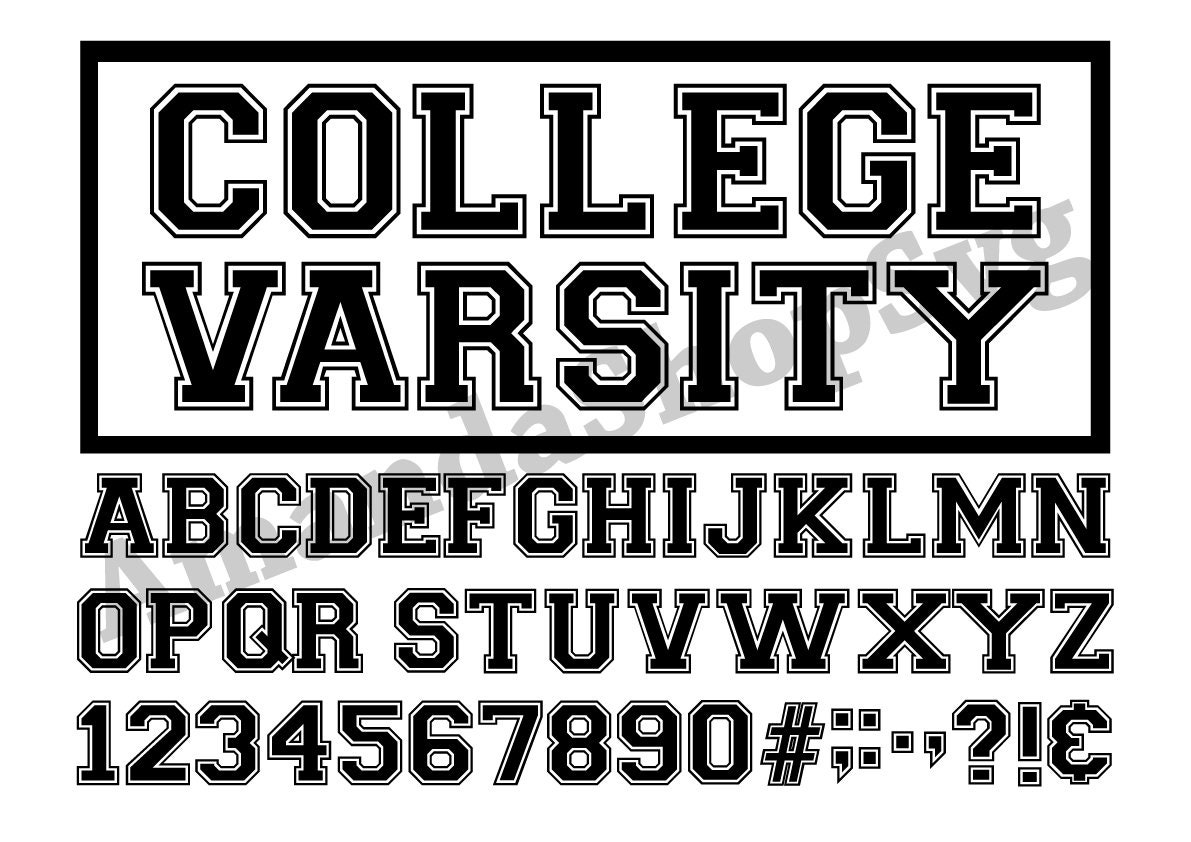 Collegiate Varsity Font Svg Varsity College Sports Letters Numbers Ba