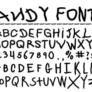 ANDY FONT SVG, Digital Download, Font Svg, Andy Svg, Alphabet Svg, Toy Story Font Svg, Toy Story Svg, Instant Download, Andy ClipArt, Font