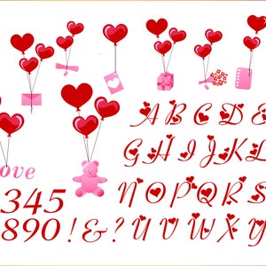 LOVE FONT SVG, Silhouette Svg, Handwritten font svg, Heart Silhouette And Alphabet, Hearts Alphabet Cut File, Cricut Svg, Silhouette Hearts