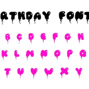Fuentes de cumpleaños SVG, fuente feliz SVG, alfabeto de cumpleaños SVG, fuente Svg, descarga digital, alfabeto Svg, clip art del alfabeto, clip art de fuente, Svg