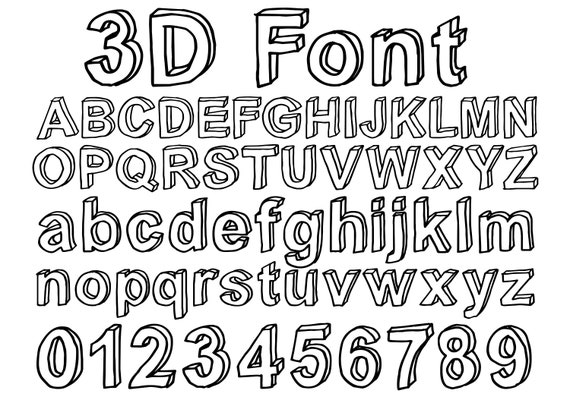 SCHRIFTART 3D SVG, Sofort Download, Alphabet Svg, Digitaler