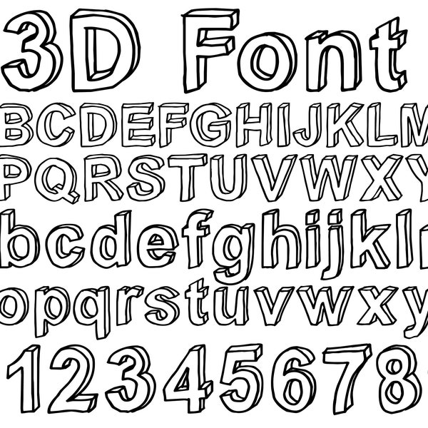 FONT 3D SVG, Instant Download, Alphabet Svg, Digital Download, Font Ttf, Download Font, Font Digital, Font ClipArt, Font Cricut, Alphabet