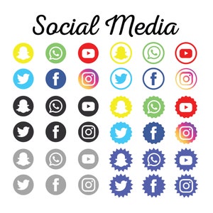 SVG DE REDES SOCIALES, Png de redes sociales, Paquete de íconos de redes sociales, Paquete de logotipos de redes sociales, Paquete de imágenes prediseñadas de redes sociales para Cricut, Archivo Svg