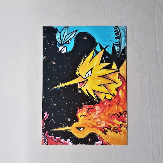 Moltres Zapdos Articuno Art Print / Pokemon / Legendary 