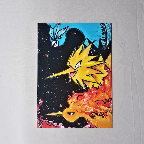 Moltres Zapdos Articuno Art Print / Pokemon / Legendary 