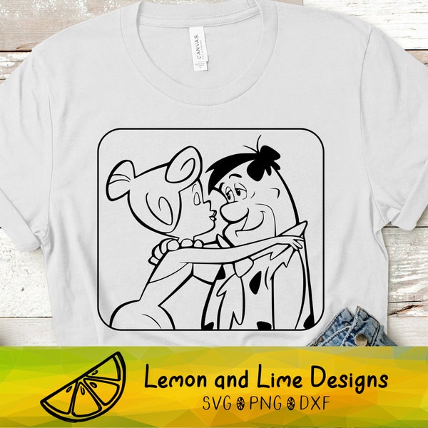 Fred and Wilma Flintstone SVG cut file, The Flintstones SVG, Cartoon SVG png dxf