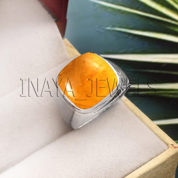 Ambre de la Baltique, Bague pour homme, Bijoux en argent sterling