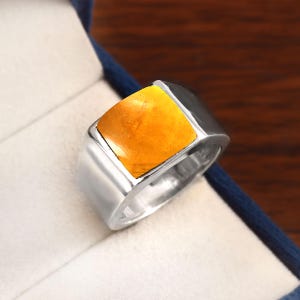 Baltic Amber Mens Ring, Men Ring, Solid 925 Sterling Silver Ring, Handmade Rings, Promise Ring, Statement Ring, Gemstone Ring, Gift For Him