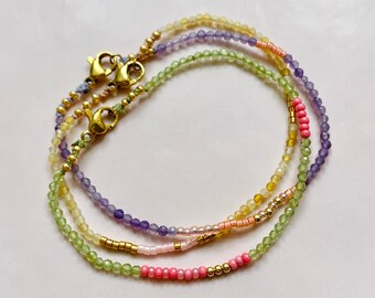 Bracelet | Pierre gemme Boho, perles de verre Delica faites à la main