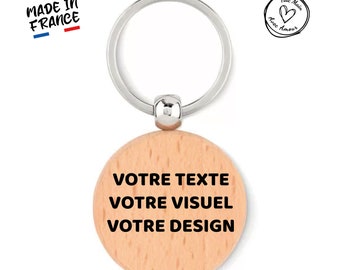 Porte clé personnalisé rond en bois - Gravure Laser