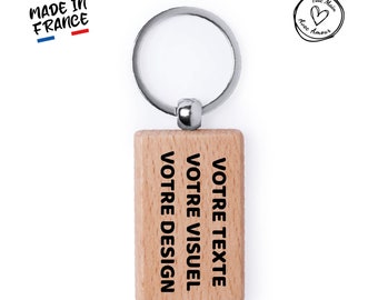 Porte clé personnalisé rectangulaire en bois - Gravure Laser