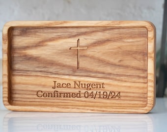 Personalized Wooden Valet tray for him, Custom confirmation gift for men, Personalized Baptism Gifts for Boys, Christening Gift for son
