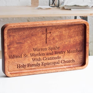 Personalized Wooden Tray with Cross, Catholic Confirmation gift for boys, Christening present from Godparent, Baptism Gift for Sponsor