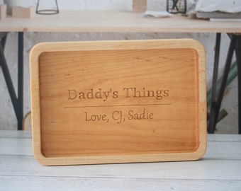 Handcrafted Catchall Tray for Men Personalized, Perfect Birthday Christmas Gift for Father, Office Organizer, Keepsake for Dad Heirloom