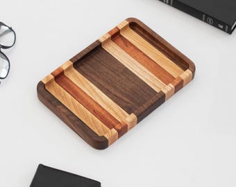 Personalized Wooden Catchall Tray for Men, Engraved Valet EDC for Him