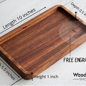 YELLOW LOTUS Bamboo Valet Tray For Men - Wooden Catch All Organizer For Nightstand, Keys, Wallet, Phone - View #4