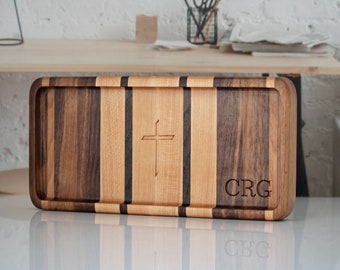 Christian Cross Catchall Tray gepersonaliseerd voor doop, bevestiging aandenken voor jongens van peetouder, sponsorcadeau, communie aandenken