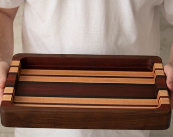 Large Multicolor Ottoman tray, serving tray, Custom Serving tray, Living room tray, Food Tray, Housewarming gift, Wood breakfast tray