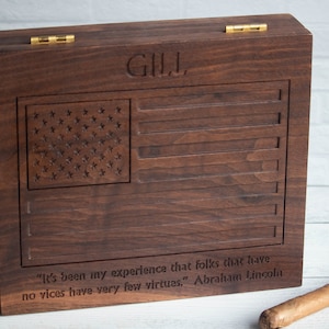 Handcrafted Personalized Wood Humidor for Cigars, Custom Engraved Storage Cigar Box with Hygrometer for him,  Perfect Gift for Cigar Lovers