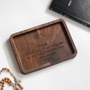 Personalized Confirmation Gift for Sponsor or Godparent – Engraved  Catchall Tray with Cross – Catholic Confirmation Keepsake for Him or Her
