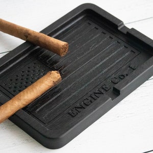 Wood ashtray for him, personalized cigar ashtray father&#39;s day gift, new dad gift from wife, black wood cigar ashtray , father in law gift