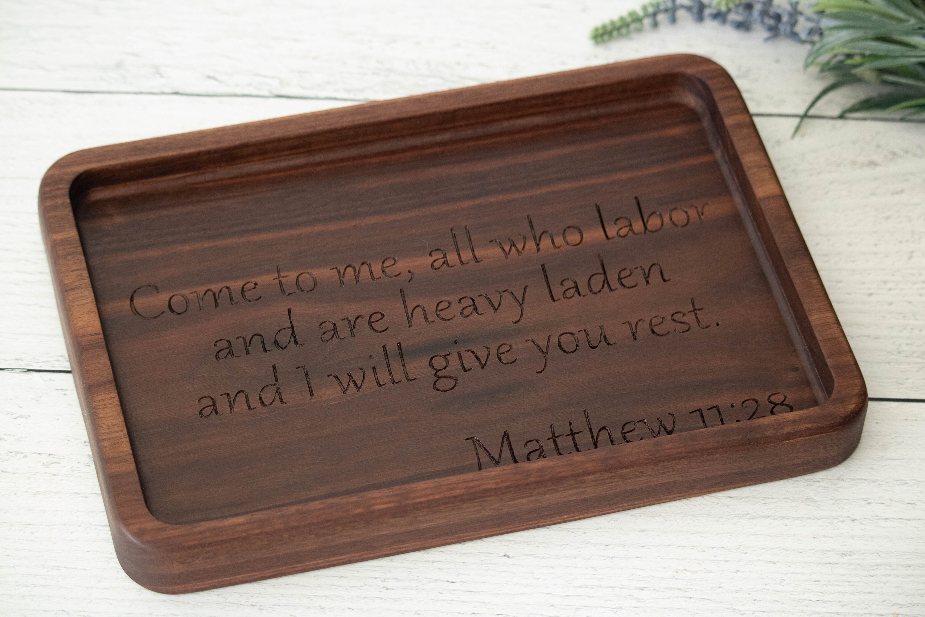 Personalized catchall tray with Bible quote for men, Rustic wood tray with Bible verse  for him, Christian gift for him on birthday baptism