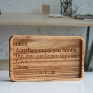 Personalized Engraved Men's Catchall Tray - Wedding Gift for Future Son-in-Law - Custom Groom's Keepsake - EDC Desk Organizer for Men