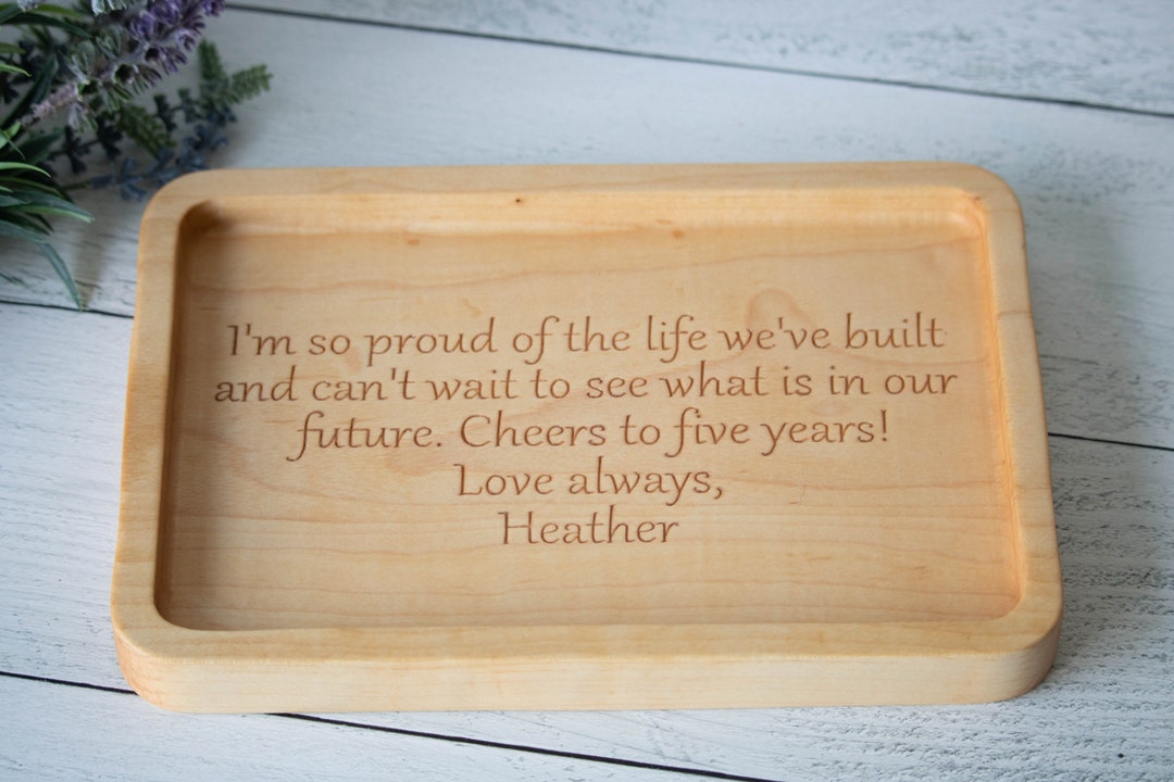 Custom 5th Anniversary Gift for Couples, Handmade Wood Catchall Tray ...