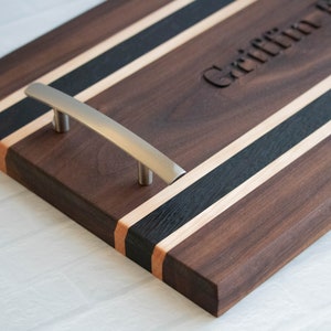 Wood Large Custom Charcuterie board personalized serving with handles Engraved Gift Initial for mom Housewarming Great Parent Wedding In law image 3