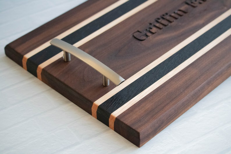 Wood Large Custom Charcuterie board personalized serving with handles Engraved Gift Initial for mom Housewarming Great Parent Wedding In law image 3